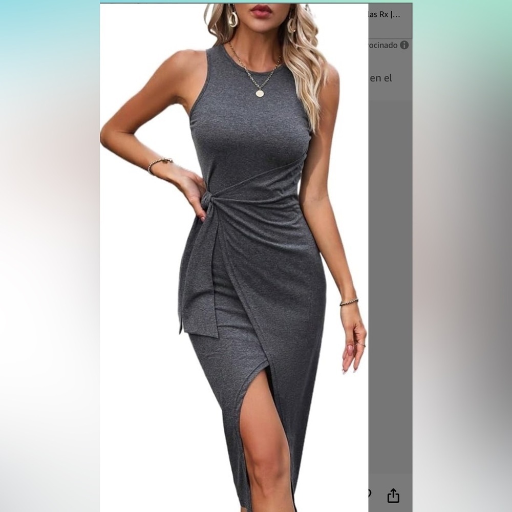 Nine Britton Elegant Gray Sleeveless Dress